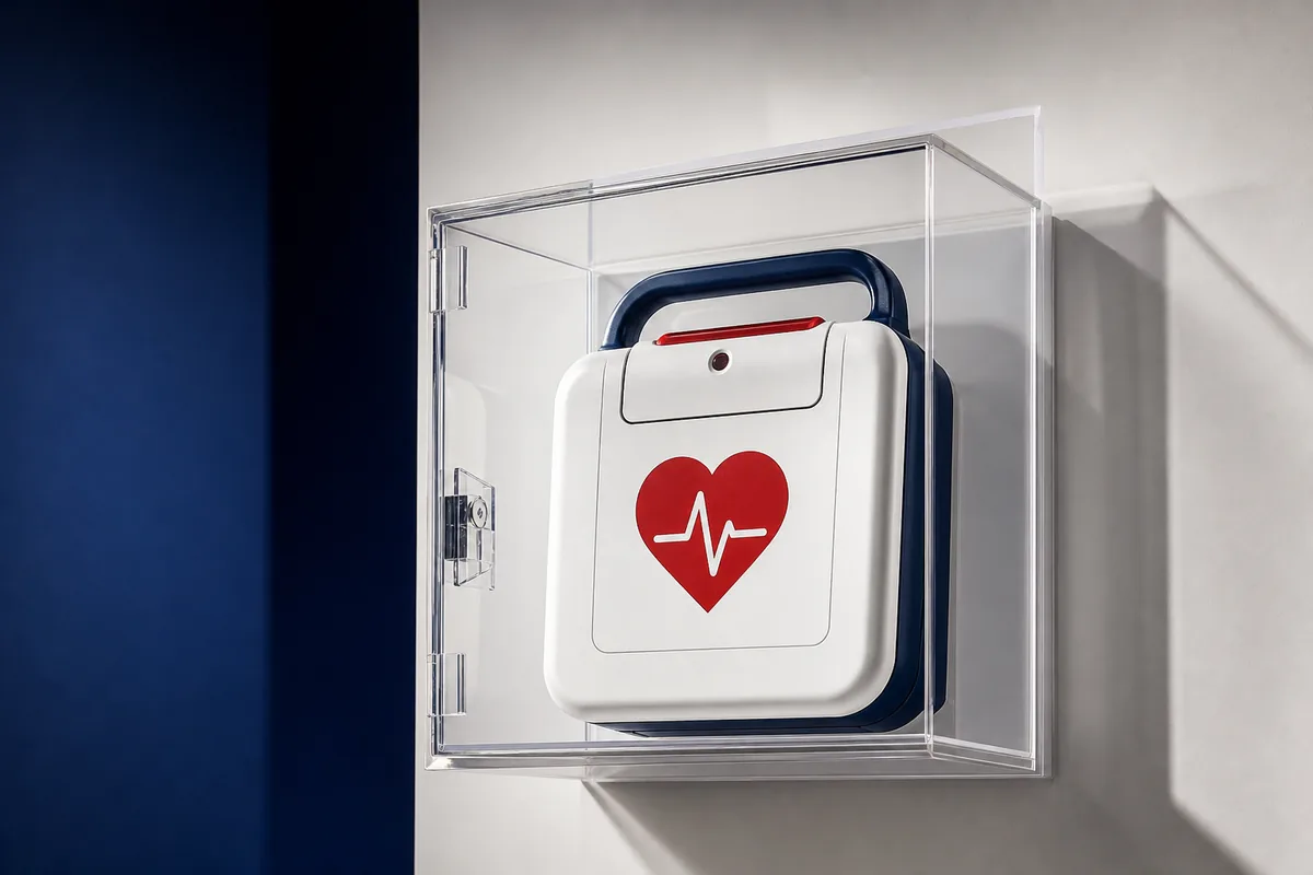 Défibrillateur automatisé externe CardioPro installé en entreprise